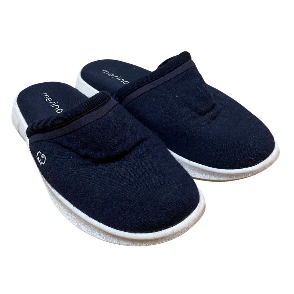 Merinos Women's 8 Navy Blue Australian Merino Wool Slip On Mules Shoes 4W08NV